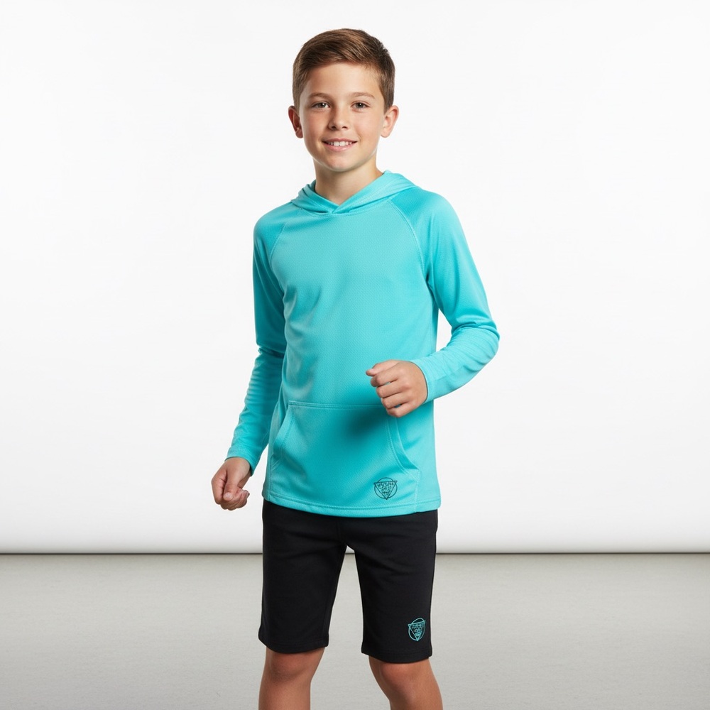 George Kids Swim Rashguard in Teal size 10-12